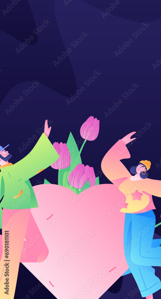 Happy Valentine's Day flat character vector concept business hand drawn illustration
Happy Valentine's Day flat character vector concept business hand drawn illustration