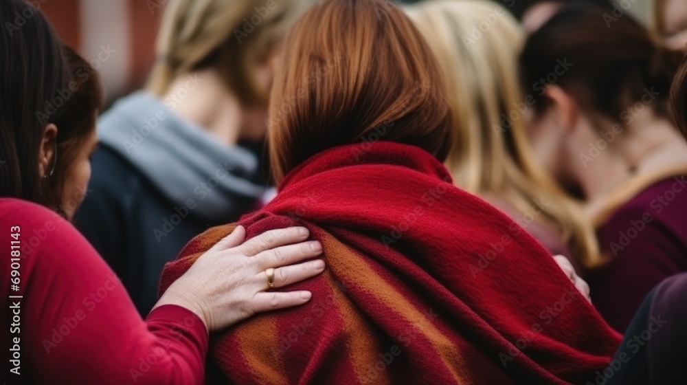 People of various nationalities join in collective hug showing unity ...