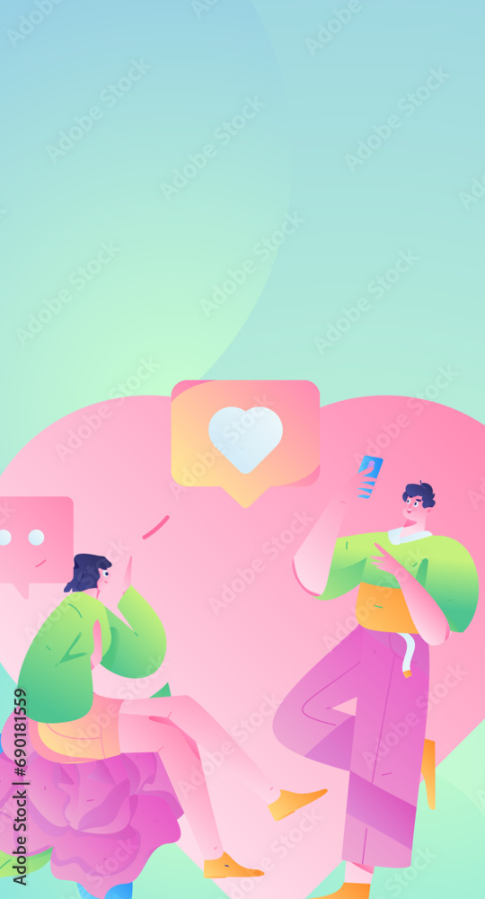 Happy Valentine's Day flat character vector concept business hand drawn illustration
Happy Valentine's Day flat character vector concept business hand drawn illustration