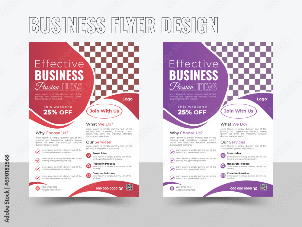 Professional business flyer or advertiser poster design template with two colors.