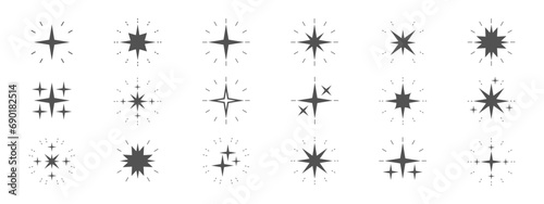 Stars bright, sparkle, magic light star vector icon set