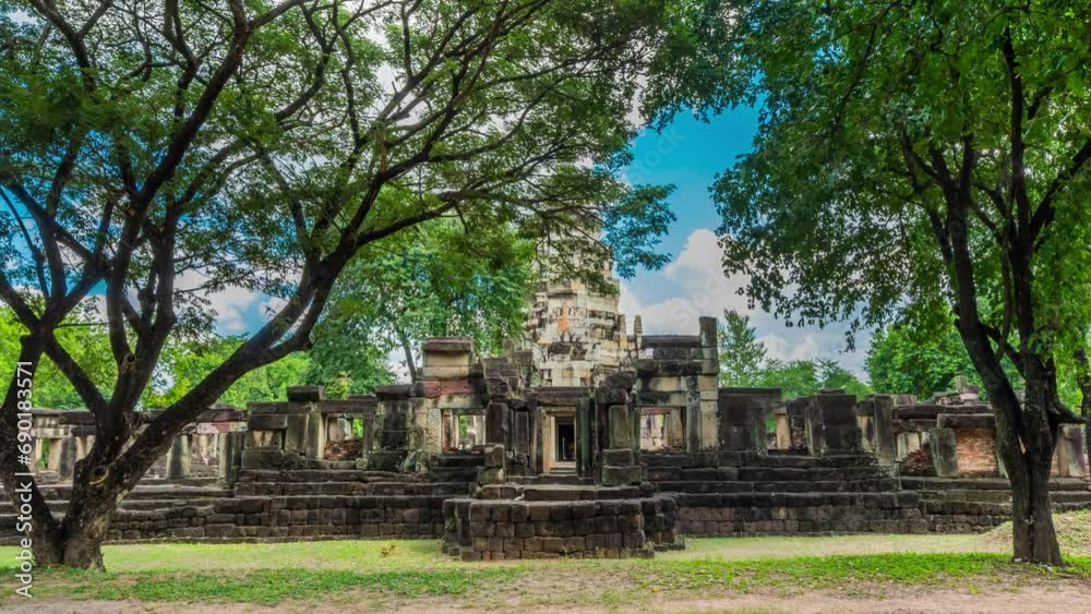 Timelapse of Phanom Wan Castle was built during the ancient times at the historical park on a beautiful clear sky day. Located in Nakhon Ratchasima Province, Thailand. Timelapse of Phanom Wan Castle was built during the ancient times at the historical park on a beautiful clear sky day. Located in Nakhon Ratchasima Province, Thailand.