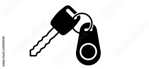 Contactless, digital door car handle key. Wireless, NFC key fob, RFID tag key. Security door knob or doorknob transmitter. Login, remote control key for automatic, electronic unlock or lock