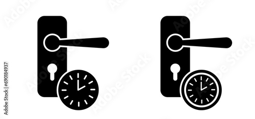 Time, clock door key. Contactless, digital door car handle key. Wireless, Security door knob or doorknob transmitter. Login, remote control key for automatic, electronic unlock or lock 