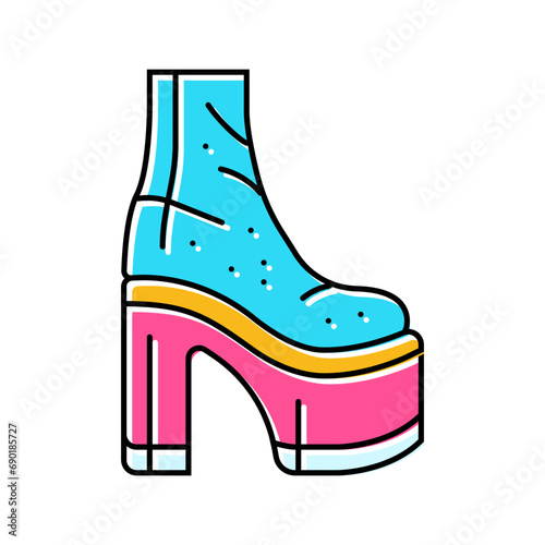 platform shoes disco party color icon vector. platform shoes disco party sign. isolated symbol illustration