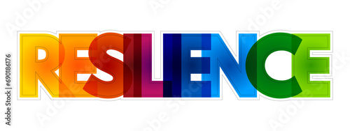 Resilience - the capacity to recover quickly from difficulties, colorful text concept background