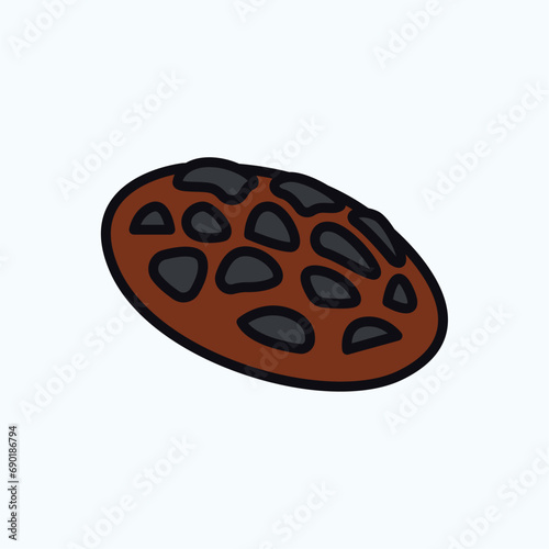 Kitchen element of colorful set. This chocolate cookie tempt the senses with the delightful aroma and indulgence of homemade treats in a vibrant style. Vector illustration.