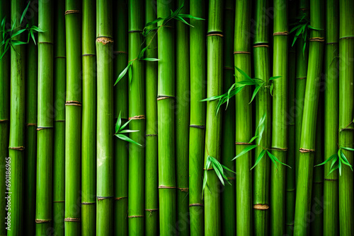 Generative AI illustration of Green and Natural Bamboo Background