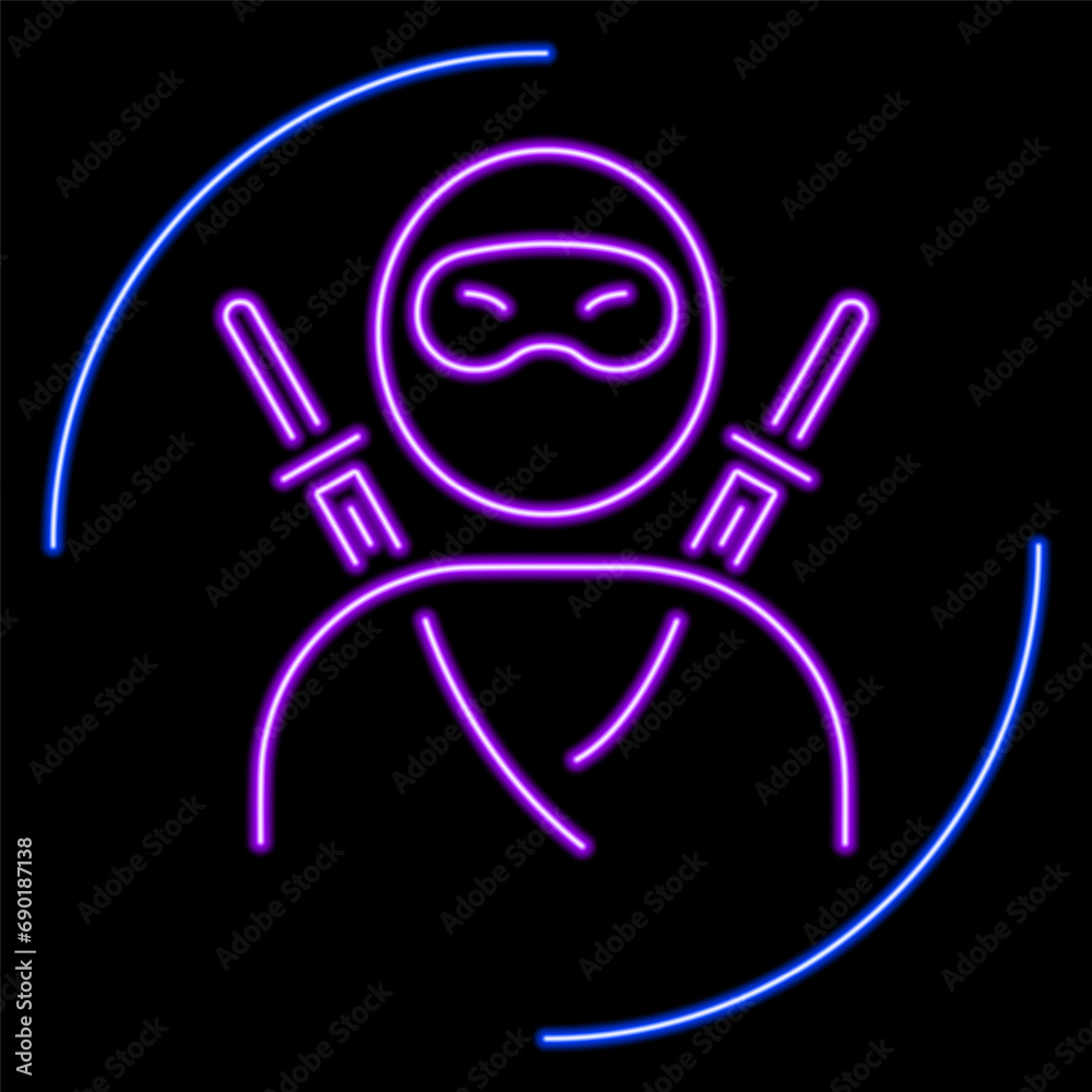 ninja neon sign, modern glowing banner design, colorful modern design trends on black background. Vector illustration. ninja neon sign, modern glowing banner design, colorful modern design trends on black background. Vector illustration.