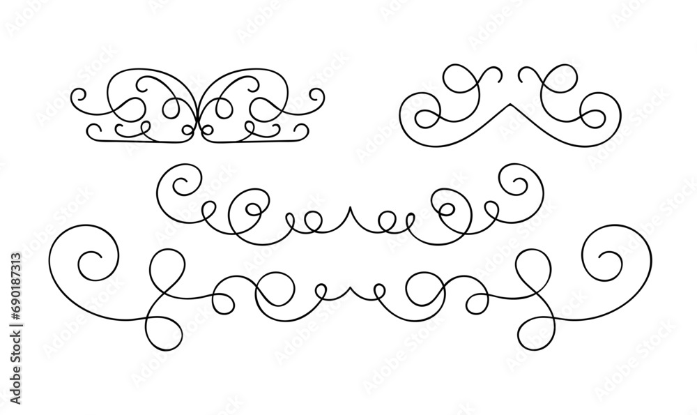 Collection of hand drawn ornamental element
