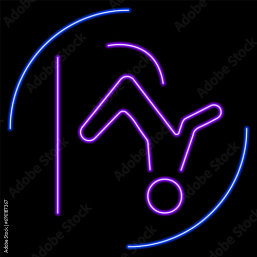 parkour neon sign, modern glowing banner design, colorful modern design trends on black background. Vector illustration.