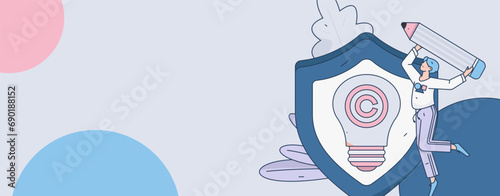 Protect intellectual property flat vector concept operation hand drawn illustration

