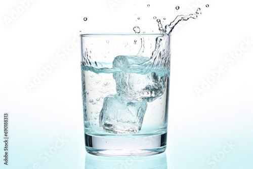 water pouring into glass with ice