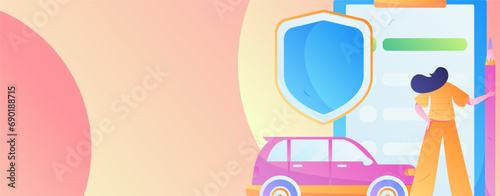 Buy insurance for car flat character vector concept operation illustration
