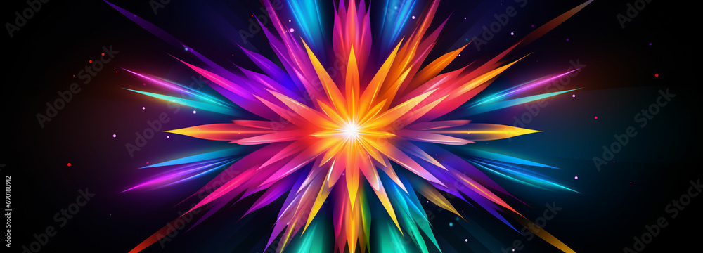 Fototapeta premium a colorful star with a bright light on a black background