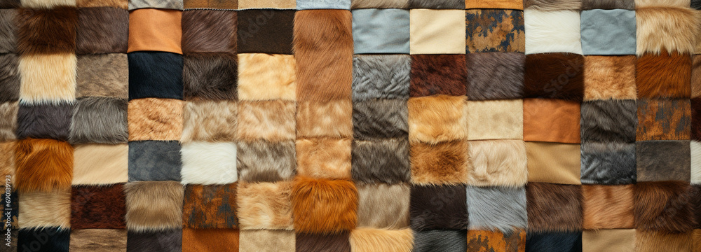 Fototapeta premium a large pile of different colored fur texture