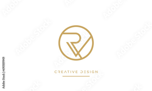 Alphabet letters icon logo RV or VR monogram