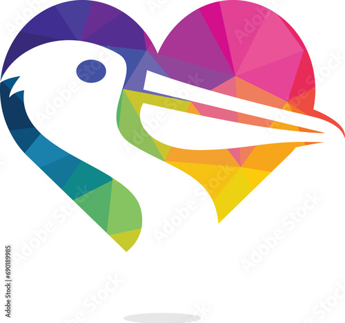 Pelican love vector logo design.