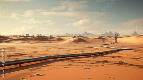 Oil pipeline on desert sand