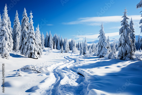 Winter snow landscapes. AI generativ. © Dar1930