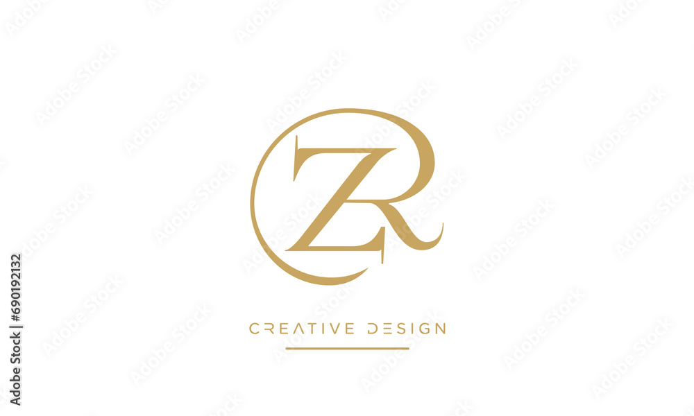 Alphabet letters RZ or Zr logo monogram Alphabet letters RZ or Zr logo monogram