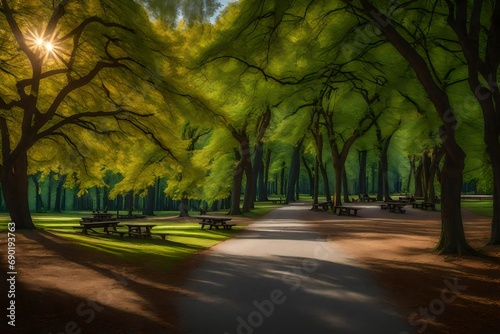 tranquil panoramic scenery in a beautiful park © Mazhar