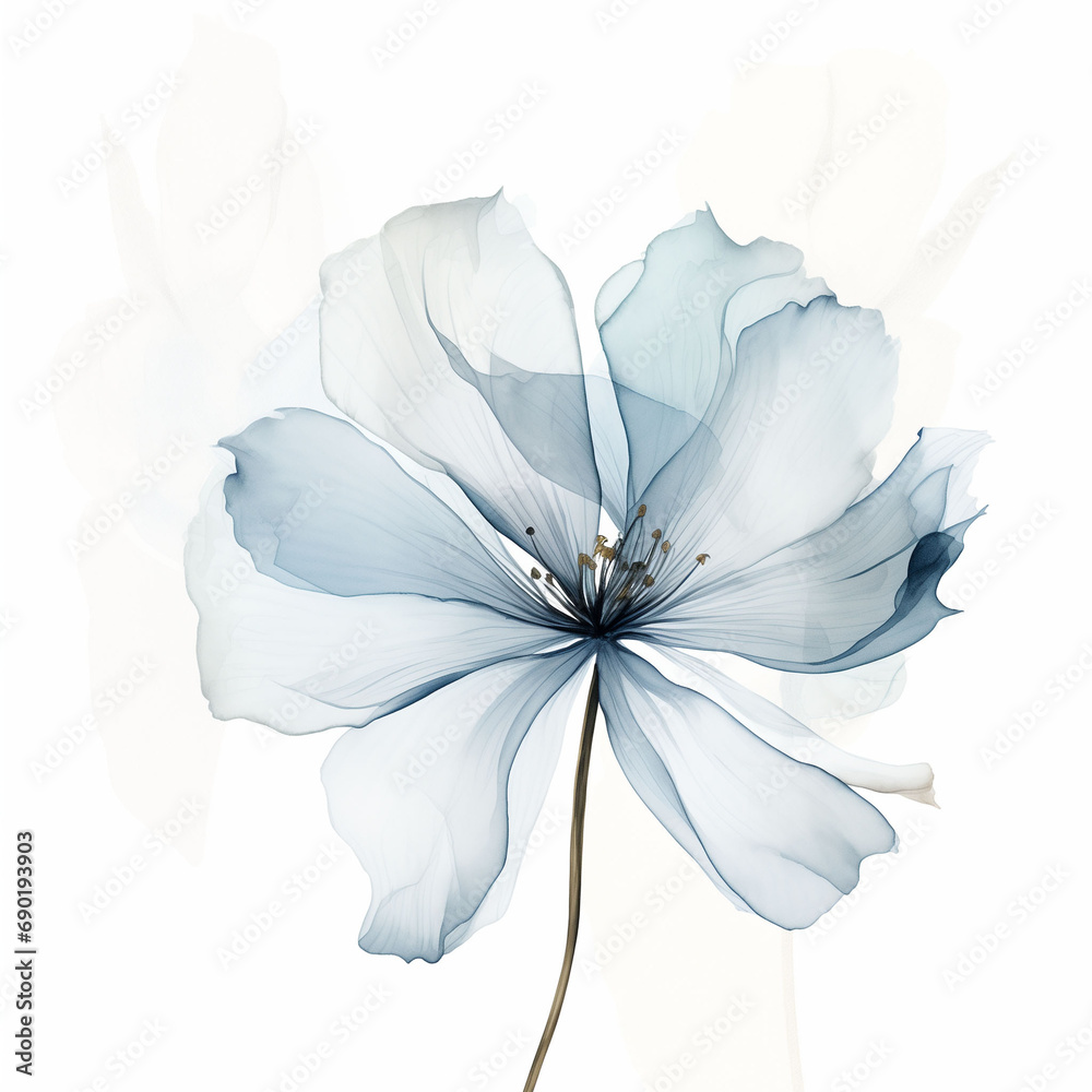 Obraz premium Abstract minimalistic watercolor flower, isolated on white background. Generative AI.
