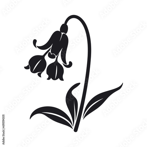 A Bluebell Flower Vector black Silhouette isolated on a white background