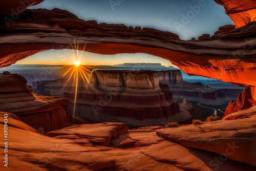 *mesa arch panorama at sunrise, canyonlands national park, USA