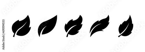 Leaf icons set. Silhouette, collection of leaves for design. Vector icons