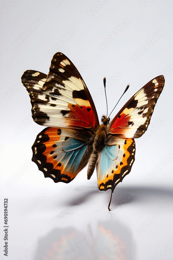 Fototapeta premium flying tropical butterfly isolated on white background Generative AI