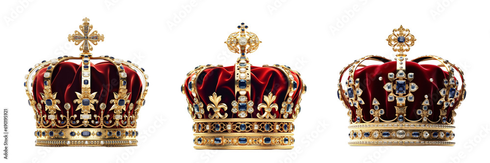 Royal crown on transparent background or PNG file made with Ai generative technology