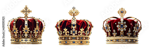 Royal crown on transparent background or PNG file made with Ai generative technology