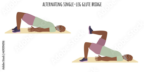 Senior man doing single led glute bridge