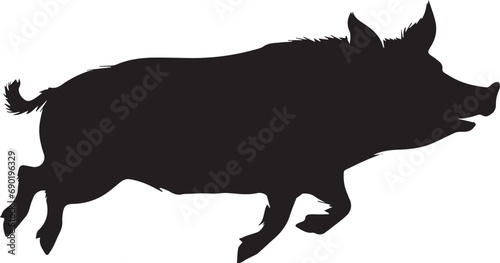 Vector Pig silhouette  isolated on white background