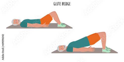 Senior man doing glute bridge exercise