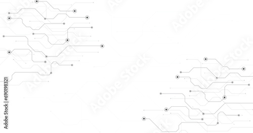 Technology black circuit diagram concept. High-tech circuit board connection system.Vector abstract technology on a white background.