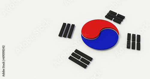 Unique relief of the South Korean flag.