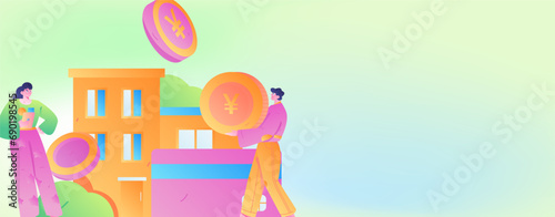 Home loan flat vector concept operation illustration
