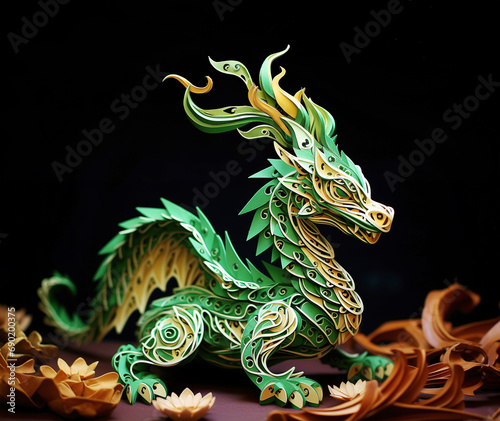 Green dragon. Happy New Year of the Dragon 2024