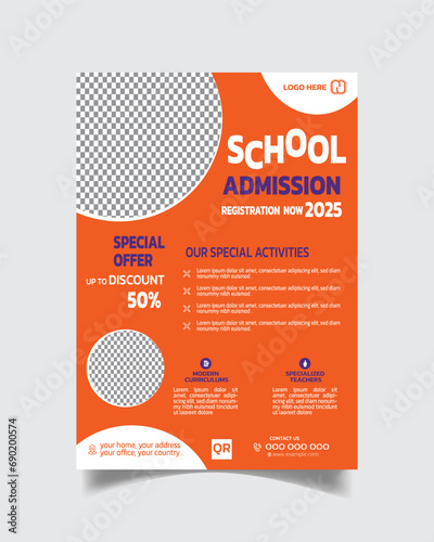 Beautiful School Admit Flyer and Kids School Leaflet Template A4 Size