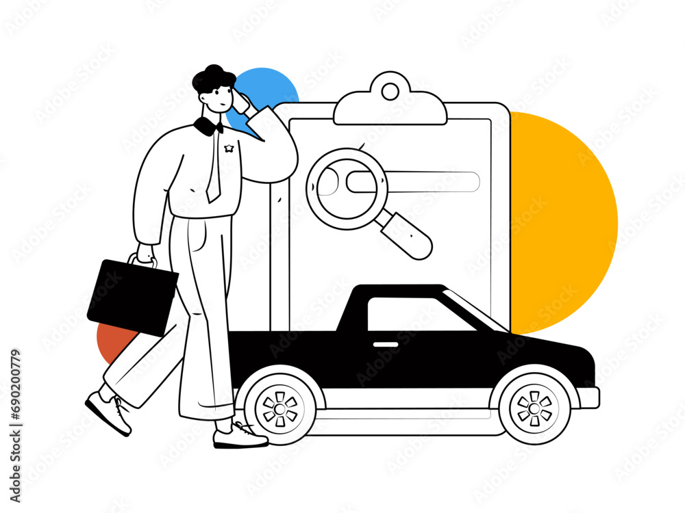 Buy insurance for car flat character vector concept operation illustration
