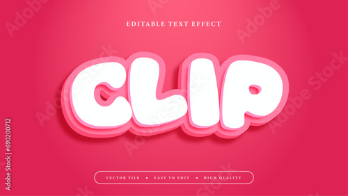 White clip text in pink background, editable text effect