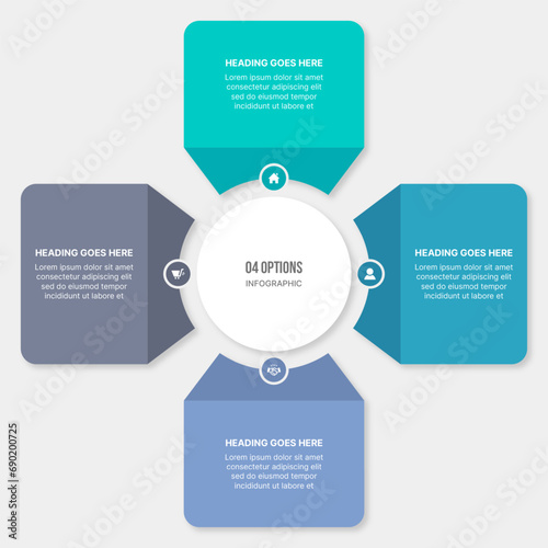 Four Options Steps Circle Infographic Template Design