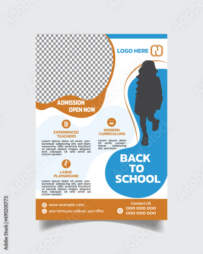School Admit Leaflet or Kids School Flyer Template A4 Size