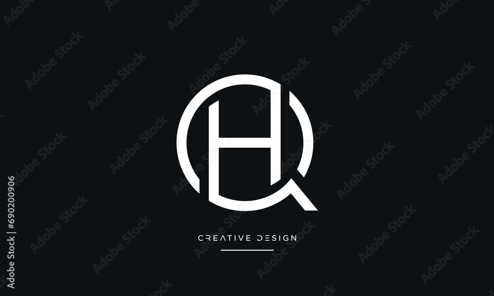 Alphabet letters QH or HQ logo monogram Alphabet letters QH or HQ logo monogram