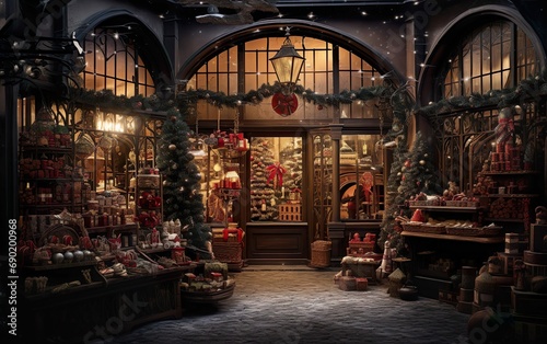 Christmas gift shop with decoration © Елизавета Борисова