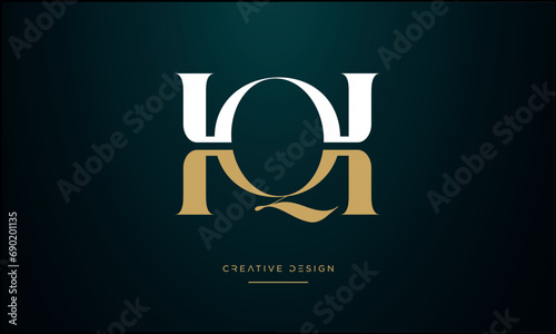 Alphabet letters QH or HQ logo monogram