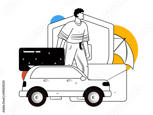 Buy insurance for car flat character vector concept operation illustration
