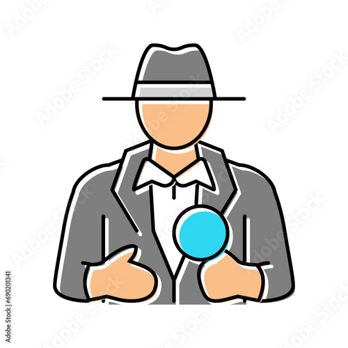 detective search magnifying glass color icon vector. detective search magnifying glass sign. isolated symbol illustration